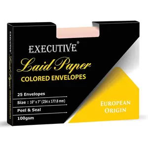 FIS Executive Laid Paper Envelopes Peel & Seal, Pack of 25 Pcs. Pink Color, 10 x 7 inch Size, 100 GSM - FSEE1033PPIB25