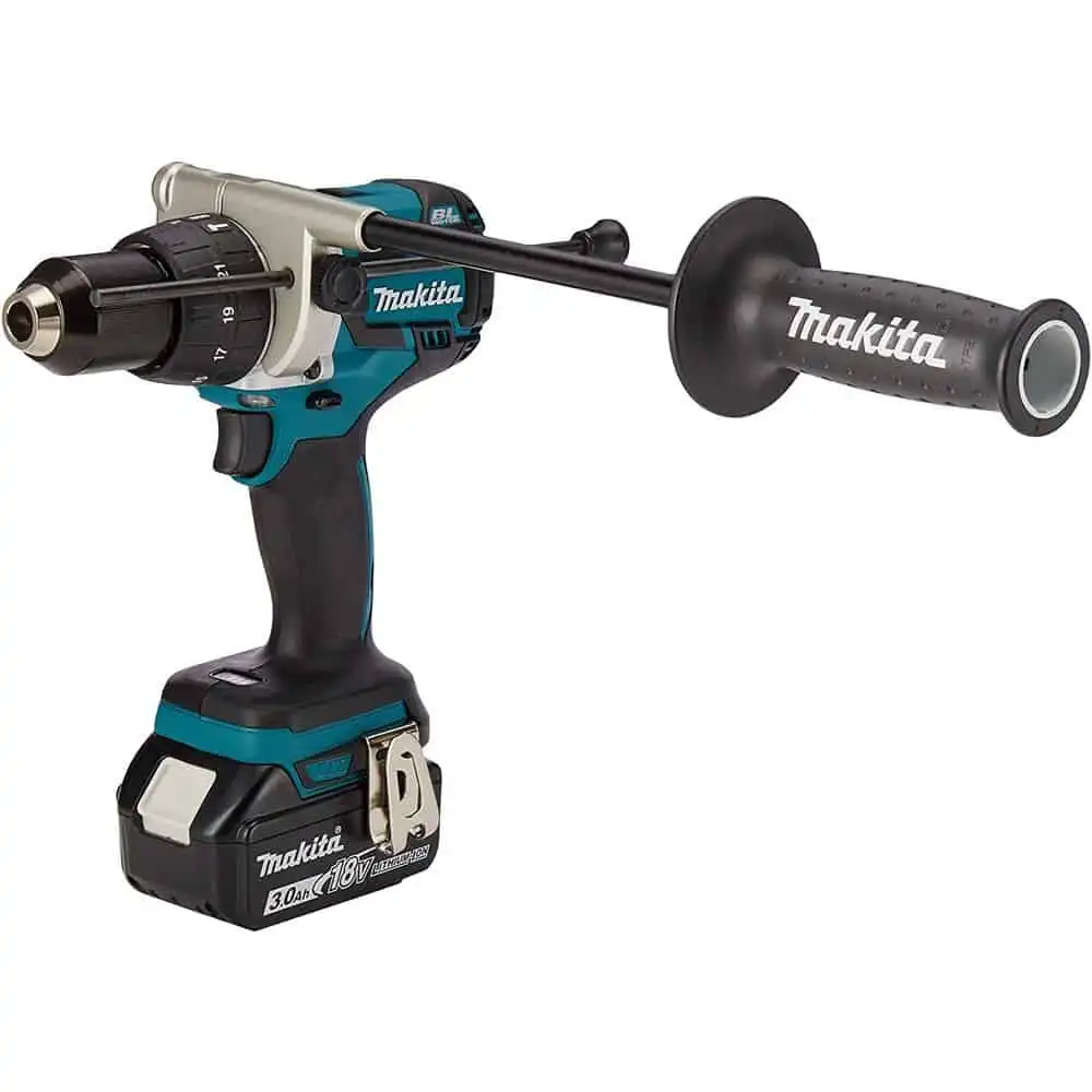 18V Lithium-Ion Cordless Hammer Driver Drill (BL) 13mm With 2x (3Ah) Battery And Charger In Makpac