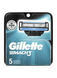 5-Piece, Mach3 Razor Bl,ade Set, Silver/Blue