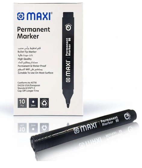 Maxi 60 Permanent Marker Bullet Tip-Black(10Pcs/Pack)