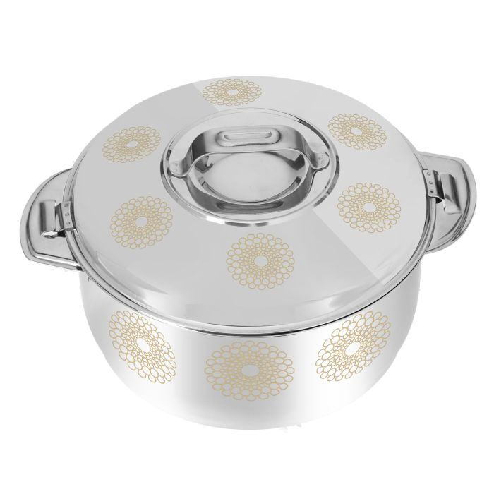 Royalford RF9713 Salwa Double Wall Stainless Steel Hot Pot 3000ML - Portable Extra Deep Hot Pot | Serving Dishes With Lids | Twist Lock | Hot Food Storage & Warmers Pots| Storage Saver For Everyday Us