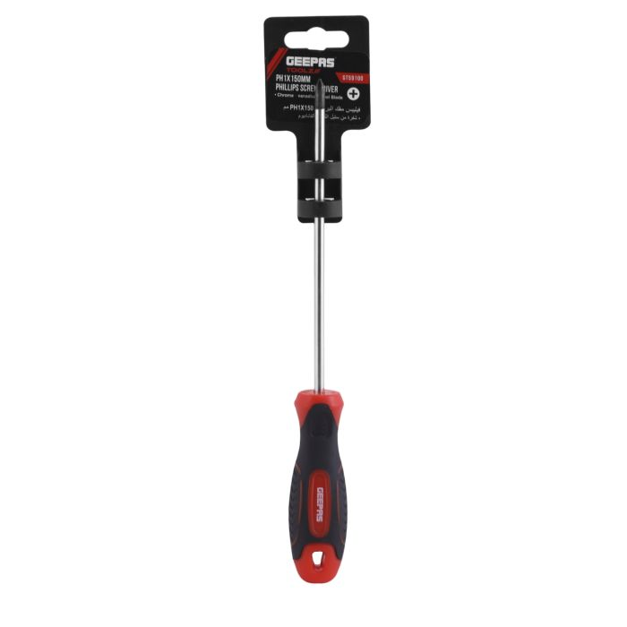 Geepas Professional Screwdriver (6.5*150mm) | General Purpose Soft-Grip Screwdriver With Bicoloured Chrome Plated