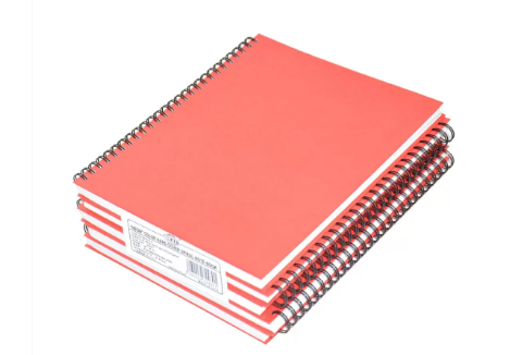 FIS Pack of 5 Spiral Hard Cover Notebook 9X7 Inches (22.86 X 20.32 CM) Single Line,With Border,100 Sheets-Red -FSNBS97NA250