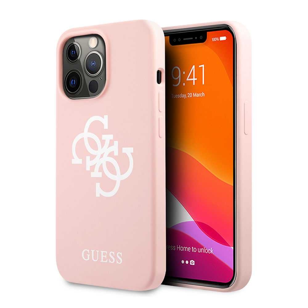 Guess Liquid Silicone Case Big 4G With Logo Print For iPhone 13 Pro (6.1") - Pink