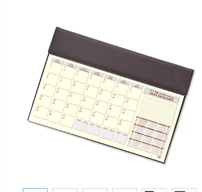 FIS Year Planner 2024 (Arabic/English) Italian PU with Desk Blotter, Dark Brown - FSDKPUBAE24DBR