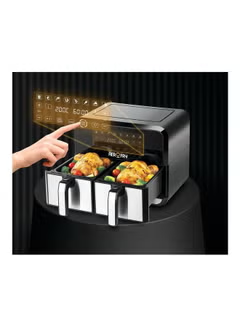 Digital Dual Zone Air Fryer, 1700W 4L+4L Capacity With Rapid Hot Air Circulation For Frying, Grilling, Broiling, Roasting, and Baking, 8 L 1700 W DZAF1700-B5 Black/,Silver