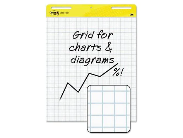 3M Post-It Self-Stick Easel Pad 560, Quad Ruled White, 25 x 30 in, 30sheets/pad