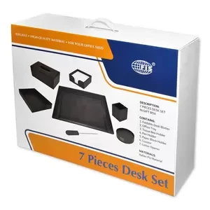 7-Piece FIS Executive Desk Set Italian PU, Brown - FSDS171BR