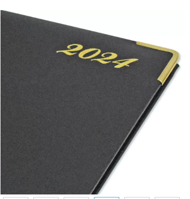 FIS Golden Executive Diary 2024 English/French (1-Week at a glance) Black - FSDI32EG24BK