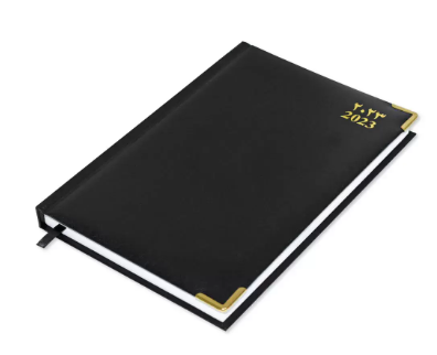 Fis 2023 A5 Diary,Gold Corenrs, (Arabic/English) Vinyl 1Side Padded Black -FSDI22AE23BK