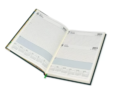 FIS 2023 Diary A4 PU English 1-Side Padded Gold Corner Green - FSDI48EPG23GR