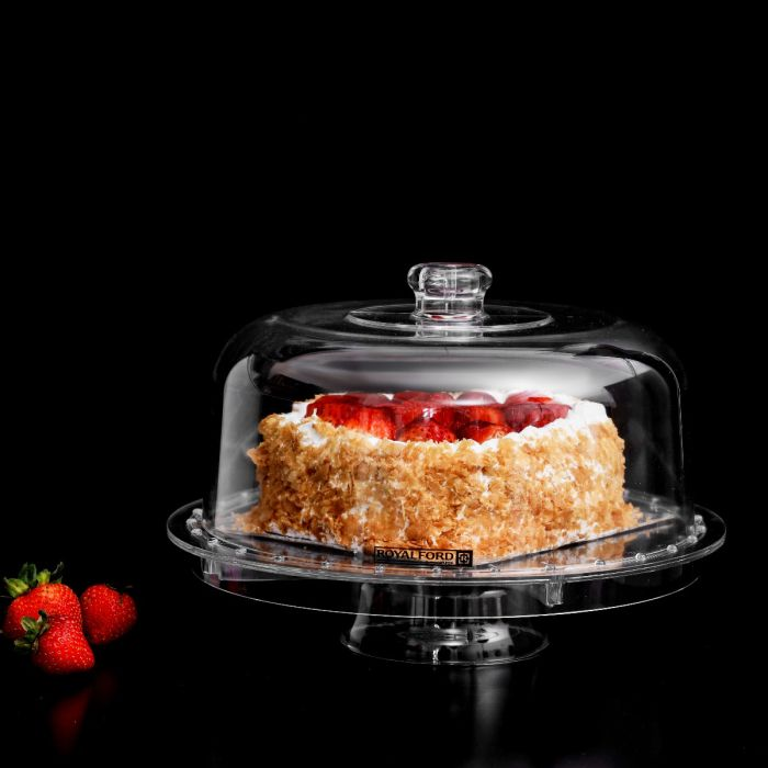 Multi-Functional Cake Stand, Acrylic Cake Stand, RF10337 | Chip Dip Server With Dome Lid | Punch Bowl, Serving Dish, Salad Bowl Chips & Dips Server Etc