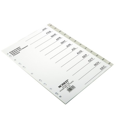 Modest DIVIDER JAN-DEC Tab PVC Gray