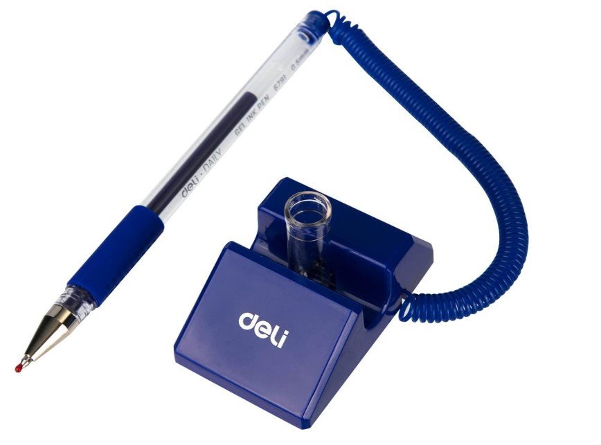 Deli-E6791 Spring Bullet Desk Pen Stand - Blue