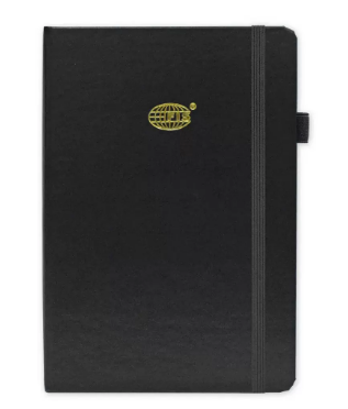 FIS Budget Planner with Elastic Pen Loop, Vinyl, Size A5, White Paper, 100 GSM, 128 Pages, Hard Cover, Round Corners, Colour Black - FSORA5BPLANVBK