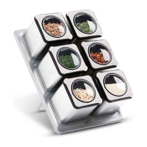 Royalford Spice Rack Set - Glass, Plastic - Multicolor - 100ML X 6 Jars