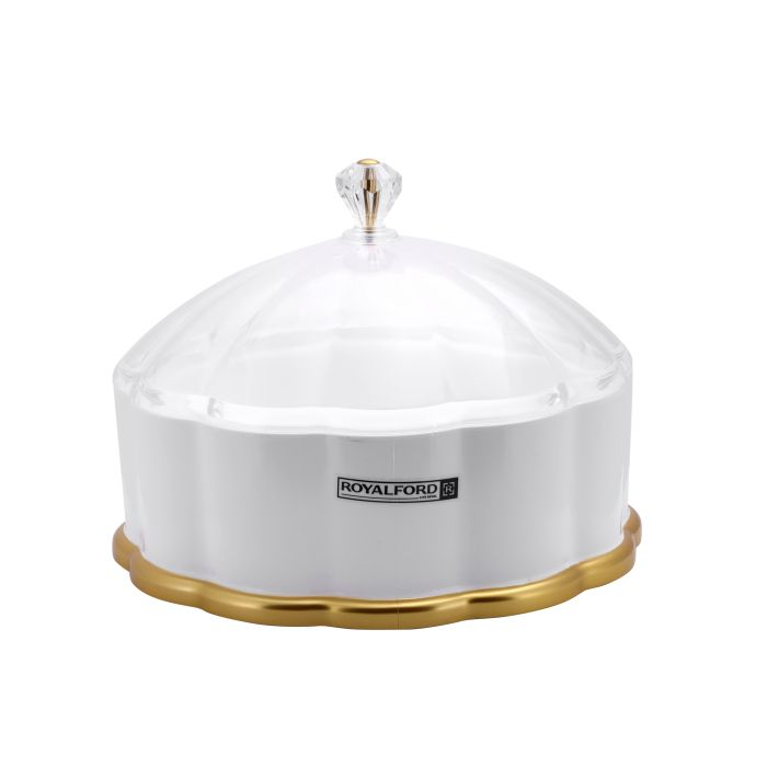 Royalford RF9519 23Cm Candy Storage Box With Lid - Portable Candy Sweet Jar Covered Sugar Bowl Small Decorative Cookie | Transparent Body | Ideal For Chocolates, Candy, Cookies & More