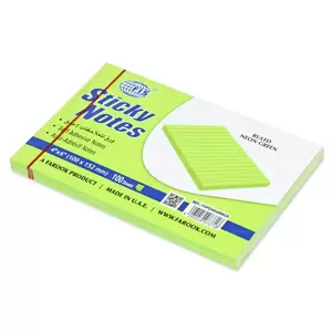 FIS Sticky Note Pad, 4X6 inches, Pack of 6, Ruled Neon Green -FSPO4X6RNGR