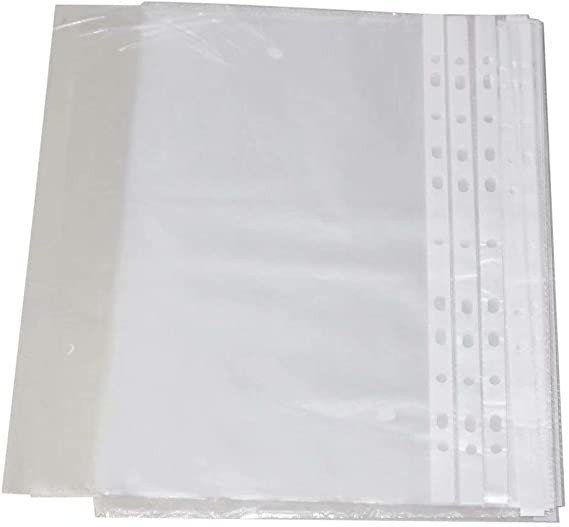 Punched Pocket A4 Size White Strip 60 Microns, 100 Sheets, Clear
