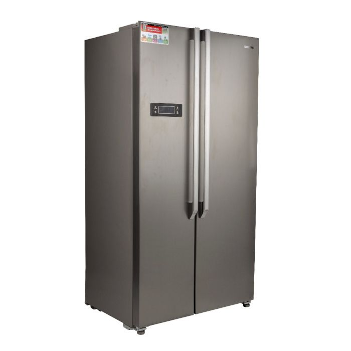 Side By Side Refrigerator, 550 Litre, GRFS5520SXHN, 1 Year Warranty | Digital Control Temperature Display | Inverter Compressor | Tempered Glass Shelf, Twist Ice Maker | Smart Eco, Super Freezing