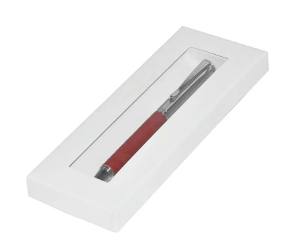 FIS Silver Pens with Embossed Italian PU Wrapper and Gift Box, Maroon Colour - FSPNSPUMRD3