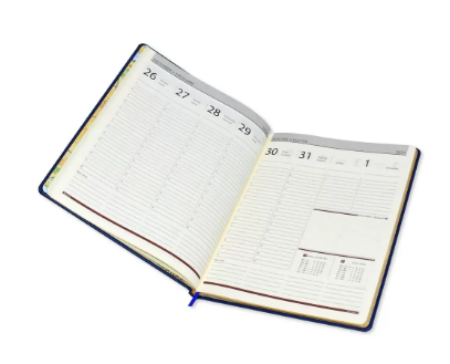 FIS Golden Executive Diary 2023 English/French (1-Week at a glance) Italian PU Cover, Brown - FSDI36EG23BR