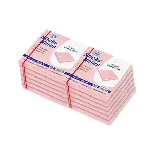 FIS Sticky Note Pad, 3X3 inches, Pack of 12, Ruled Pastel Pink -FSPO3X3RPPI