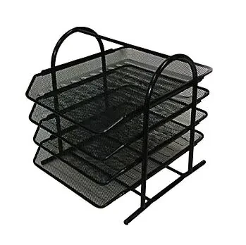 Partner Metal Mesh 4 Tier Document Tray Black
