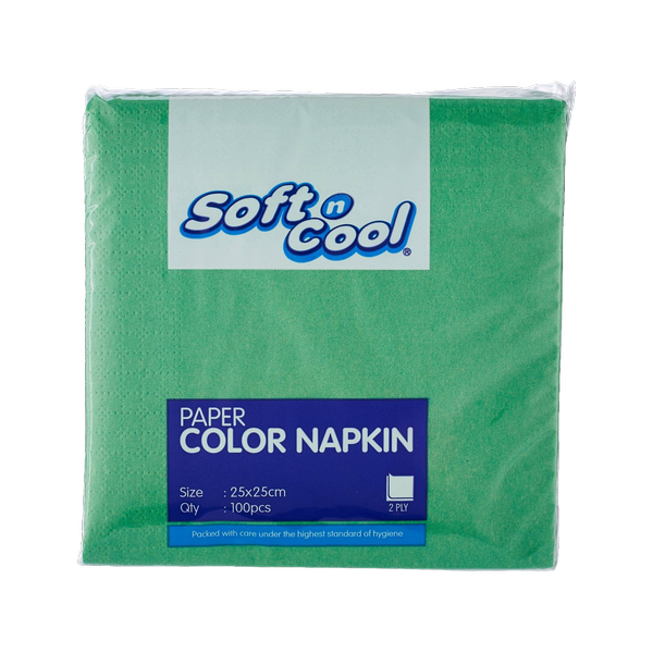 Soft n Cool Green Napkin(25 X 25) 100 Pieces