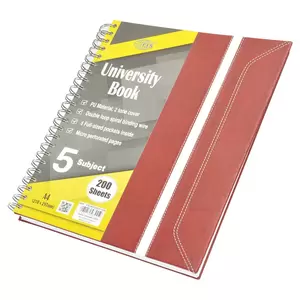 200-Sheet FIS 5-Subjects A4 University Book Spiral Italian PU, Multicolor - FSUBP5SA41506