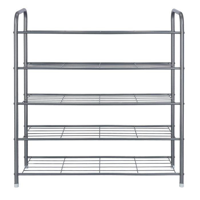 Royalford 5 Tier Metal Shoe Rack - Portable Light Weight Shoe Storage Organizer Unit Entryway Shelf Stackable Cabinet | Flat Shelves, Large Stackable | Perfect For Bedroom, Closet, Entryway, Dorm Room