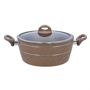 Royalford 32Cm Smart Casserole With Glass Lid - Ceramic - Brown