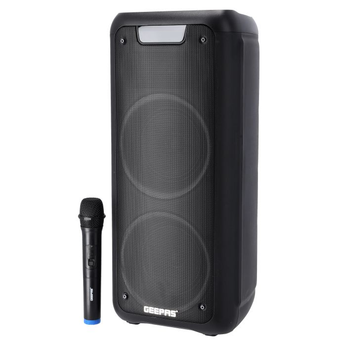 Rechargeable Professional Speaker, 40000W PMPO, GMS11168 | TWS Connection, BT/FM/USB/TF Card | LED Display | Wireless Microphone | 7.4V/3000mAh Lithium Battery