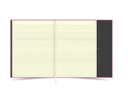 FIS Magnetic Folder Italian PU Cover with Writing Pad, Ivory Paper, A4 Size, Single Ruled 96 Sheets with Gift Box, Pink Color - FSMFEXNBA4PI