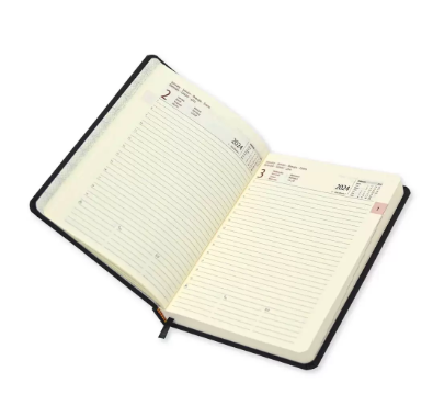 FIS 2024 International Diary A5 7-Languages Italian PU 1-Side Padded Black - FSDI136-7P24BK