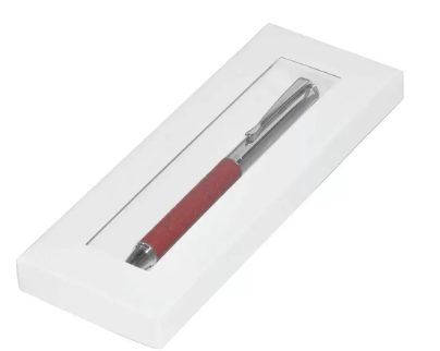 FIS Silver Pens with Embossed Italian PU Wrapper and Gift Box, Maroon Colour - FSPNSPUMRD5