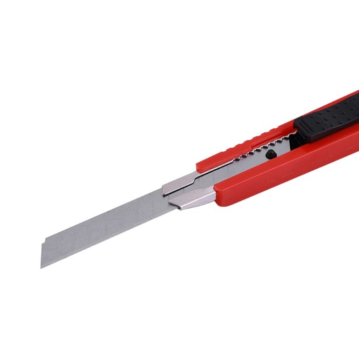 Geepas Utility Knife 9mm - Cutter Blade, Rubberized Handle With Stainless Steel Blades | Ideal For Cutting Paper, Tape, Plastic, Cardboard, Cardstock, Fabrics Or Post Office Packages