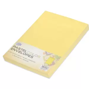 FIS Pack of 50 Pastel Color Envelopes, 80 GSM, Peel & Seal, Size C5(229 X 162mm) Color Yellow