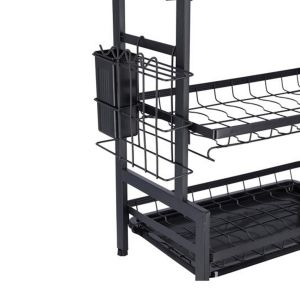 Royalford 3 Layer Dish Rack - Stainless Steel - Black - 3 Kg