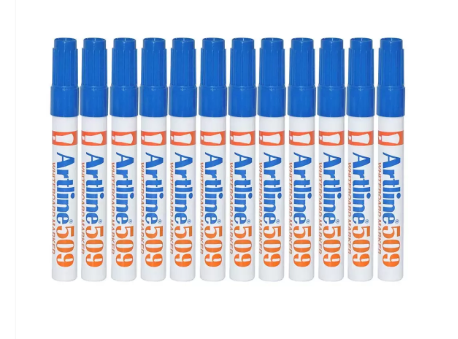 12-Piece Artline White Board Marker Broad, Blue Color - ARMK509BL