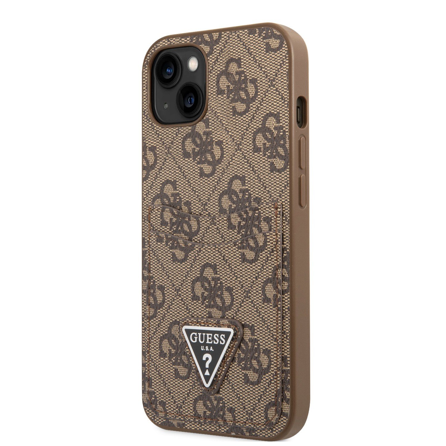Guess 4G Double Card Triangle Hard Case for iPhone 14 Plus (6.7") - Brown