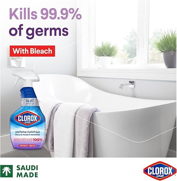 Clorox Mold & Mildew Remover spray with bleach, 750ml, Kills 99.9% Of Germs, 100% Destroys Mold and Mildew