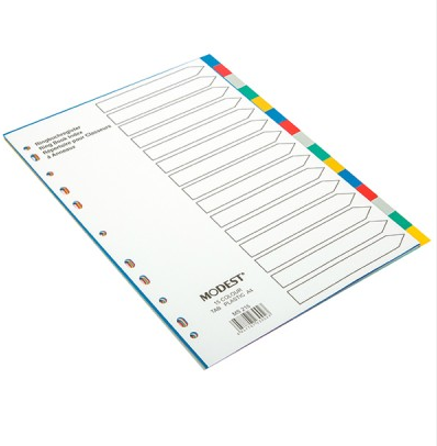 Modest DIVIDER 15 Tab colour PVC, A4 size without number