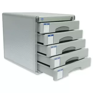 FIS Aluminium File Cabinet With key, 5 Drawers, 300 x 360 x 305 mm - FSOTW-A8858