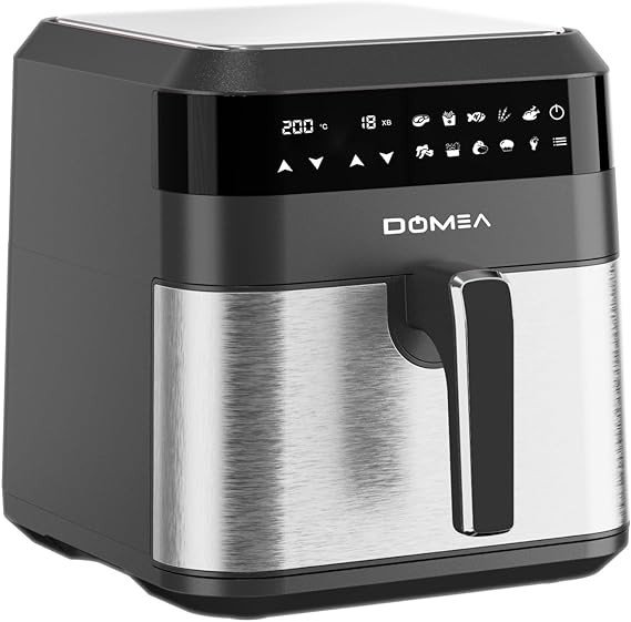 DOMEA Air Fryer 6.3 Liter Capacity, 1700 Watts, Digital Touch Control Panel, Adjustable Temperature & Timer, For Roast, Bake, Dehydrate & Reheat, For Quite & Easy Oil Free Cooking, Black