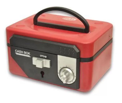 FIS Cash Box Steel Red Color With Number/Key lock, 152 x 115 x 80 mm, 6 Inch Lock Size - FSCPTS1036CRE