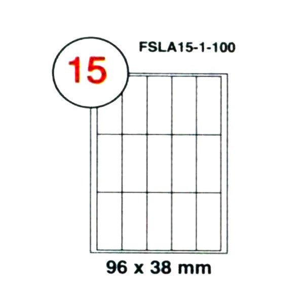 FIS Multipurpose Laser Labels, Colour White, Size 96X38MM, (15 Sticker x 100 Sheet) A4 Size, E.U. Origin Material - FSLA15-1-100