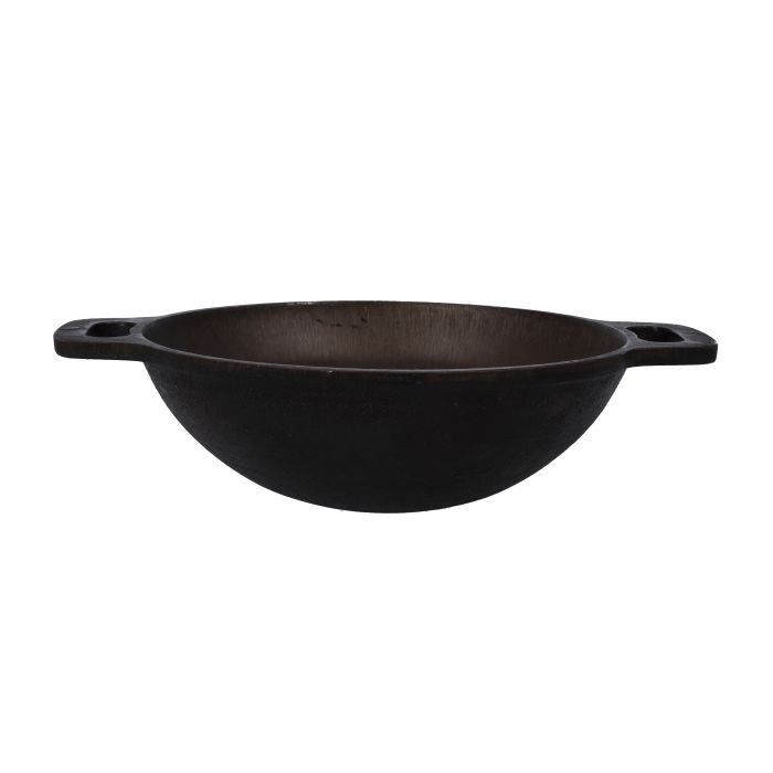 10inch Cast Iron Double Handle Kadai, RF10399 | Heavy Duty Construction Cast Iron Grilling Wok | Concave & Shallow Wok For Sautees & Stir Frys With Wide Handles