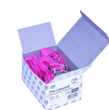 10-Piece FIS Neon Color Flat Lanyards with Metal Hook, Neon Purple Color,2x90cm - FSNANPU/10