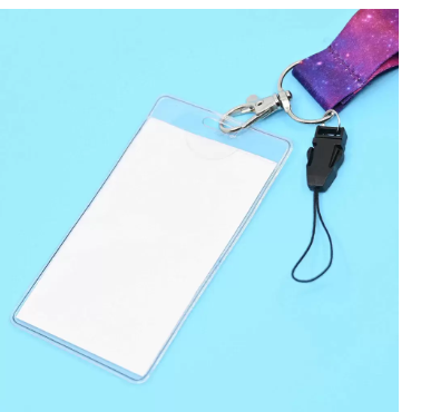 FIS Bag of 1 Fancy Lanyard With Metal Hook Width:2.5CM, Length:90CM with Transperent Name Badge 62x102 MM Purple/Pink Color -FSNAF4-1